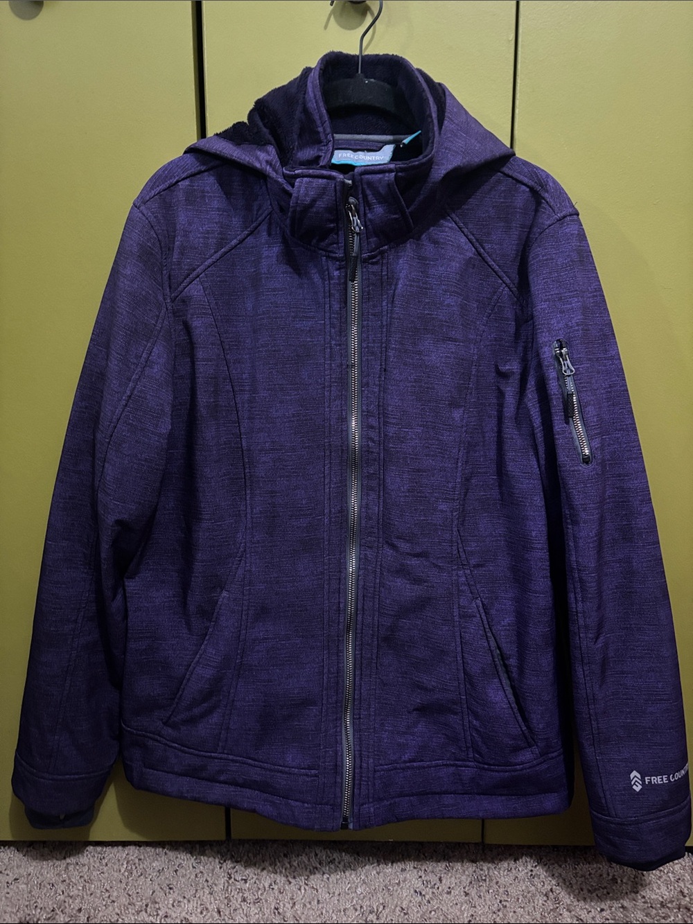 Free Country Women's Hooded Purple Puffer Jacket